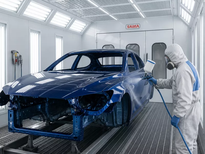 Spray-bake oven vehicle painting at Autoline
