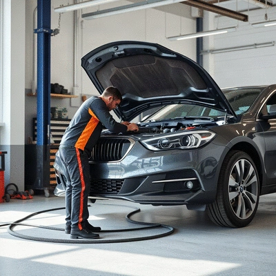 Car repair service in action